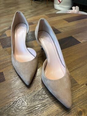 J. Crew Pointed Suede Pumps in Taupe